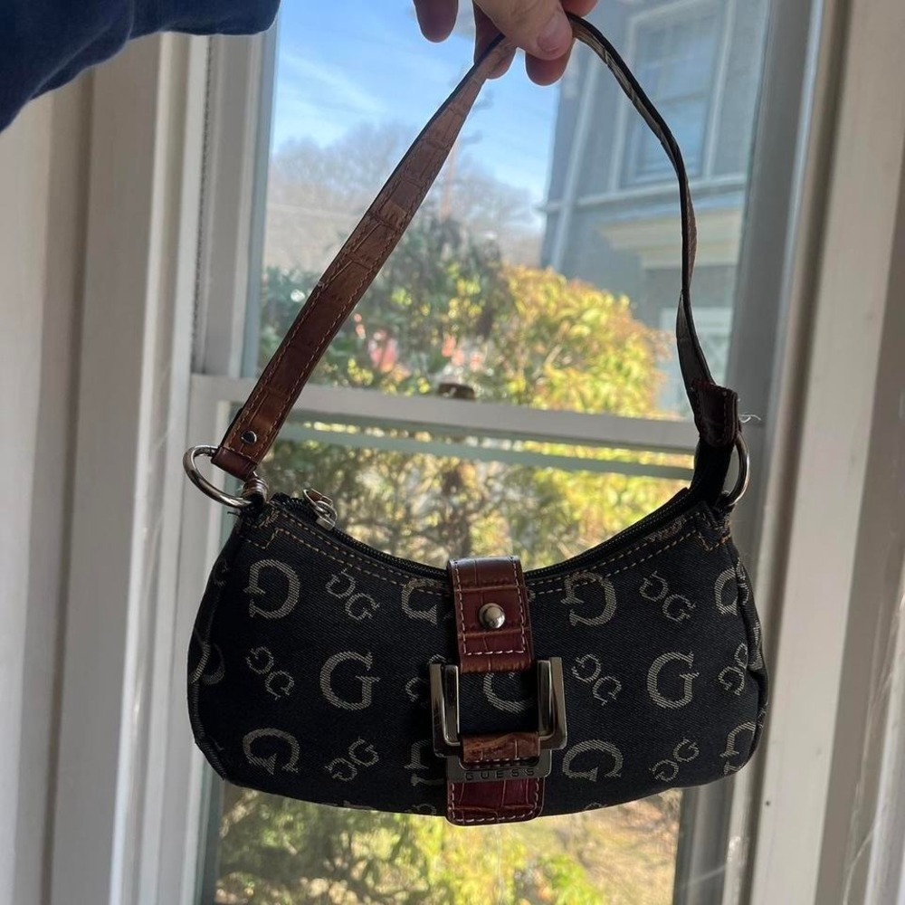 y2k 2000s Monogram Denim Guess Mini shoulder bag / Handbag
